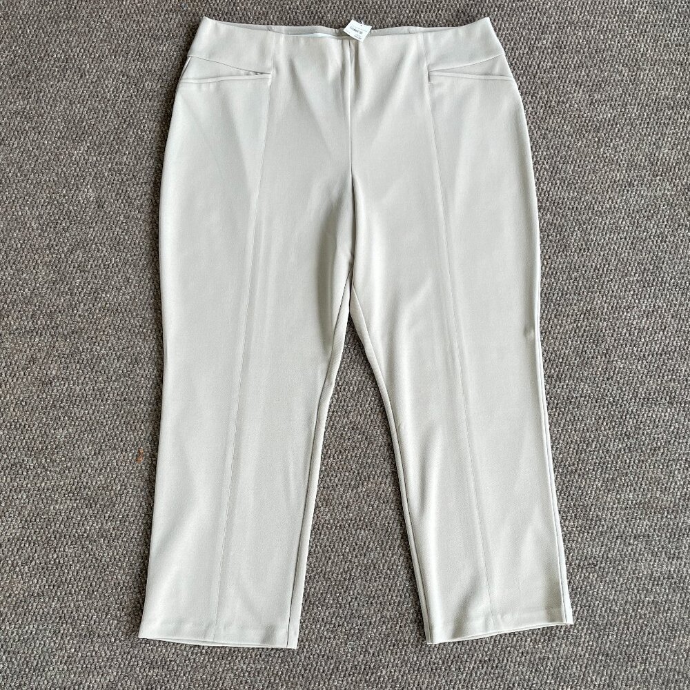 NWT CATO Plus Size Twill Pintuck Pants 22/24 Taupe